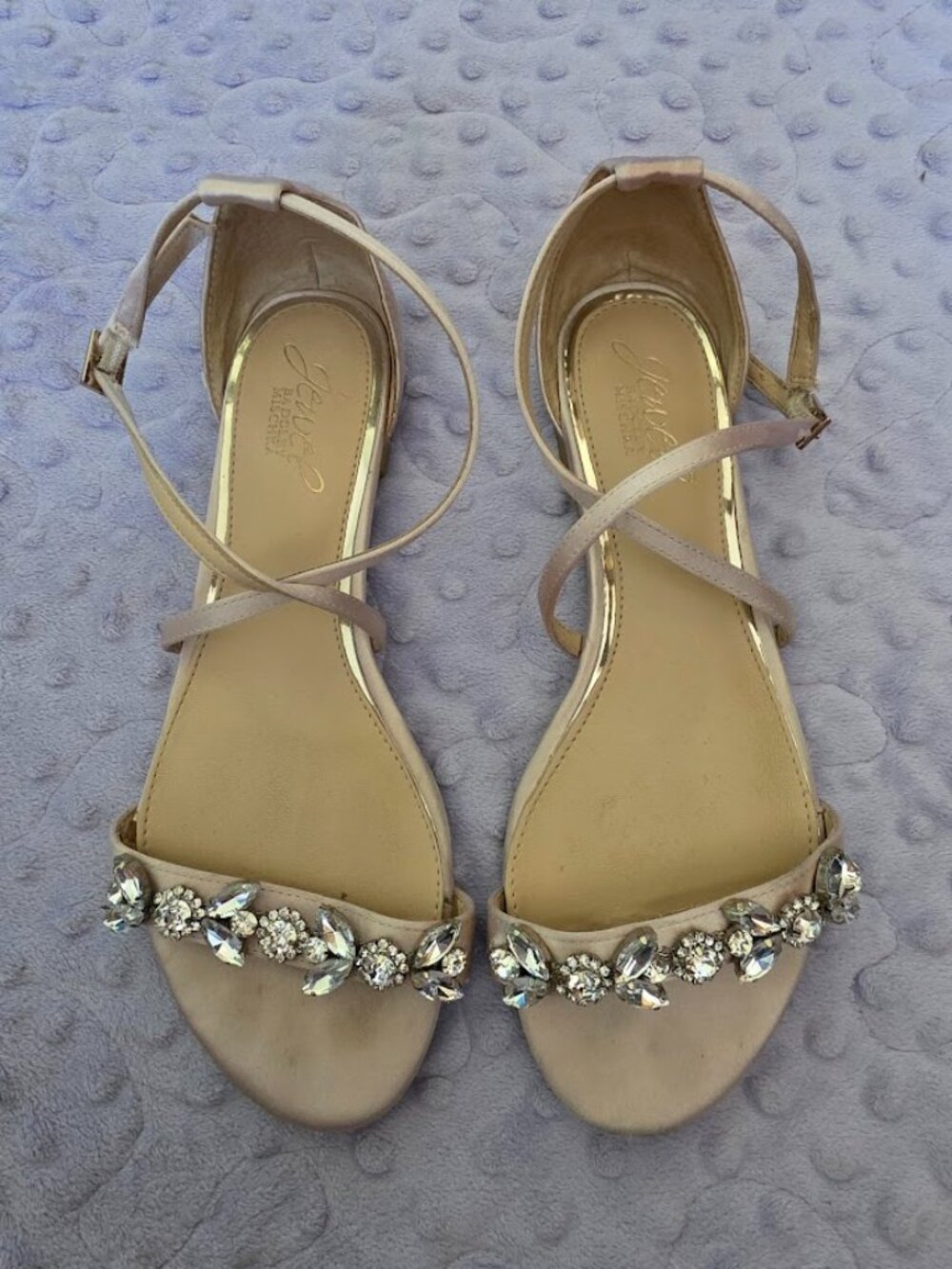 Jewel Embellished Ankle Strap Sandals - Size 6